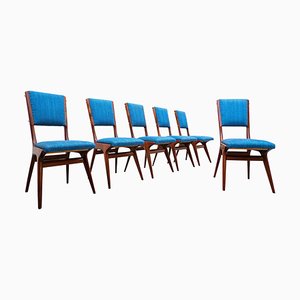Blue Model 634 Chairs by Carlo De Carli for Cassina, Italy, 1950s, Set of 6
