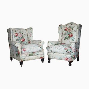 Victorian Claw & Ball Feet Wingback Armchairs from Colefax and Fowler, Set of 2