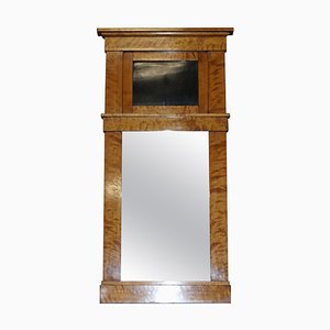 Antique Neoclassical Biedermeier Maple Wall Mirror in Foxed Glass, 1880s