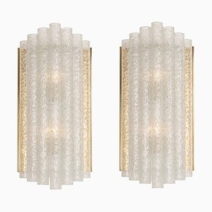 Große Wandlampen aus Messing & Muranoglas von Doria, 1960er, 2er Set