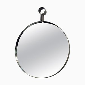 Mid-Century Italian Modern Steel Circular Mirror, 1970s