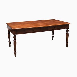 Early 20th Century Italian Walnut Rectangular Table with Drawers, 1900s