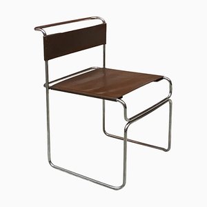 Italienischer Libellula Stuhl aus Leder & Stahl von Giovanni Carini für Planula, 1970er