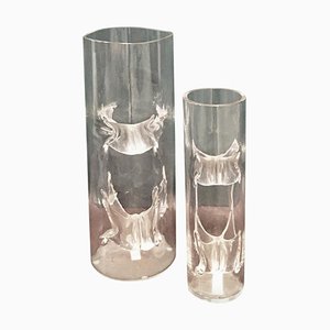 Italian Murano Crystal Vases Membrana by Toni Sugars by Veart, 1970s, Set of 2