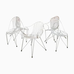Weiß lackierte deutsche Mid-Century Gartenstühle aus Eisen, 1950er, 5er Set
