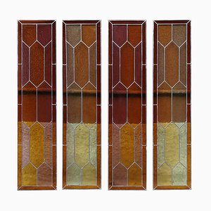 Liberty Italian Single Colored Stained Glass, 1900s, Set of 4