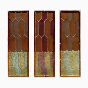 Liberty Italian Colored Stained Glass, 1900s, Set of 3