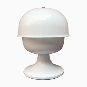 Italian White Enameled Metal and Acrylic Glass Table Lamp, 1970s
