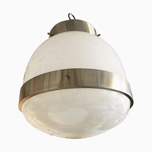 Lámpara de techo Delta italiana de vidrio y latón de Sergio Mazza para Artemide, años 50