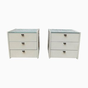 Italian White Lacquered Wood Nightstands, 1960s, Set of 2