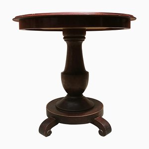 Antique Italian Walnut Wood Round Table, 1800s