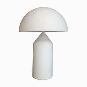 Italian Adjustable White Glass Atollo Lamp by Magistretti for Oluce, 1977