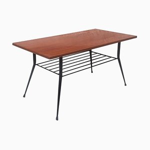 Italian Rectangular Wood and Metal Coffee Table, 1950s