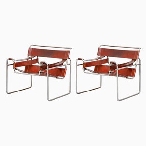 Cognac Leather Wassily Armchairs by Marcel Breuer, 1968, Set of 2