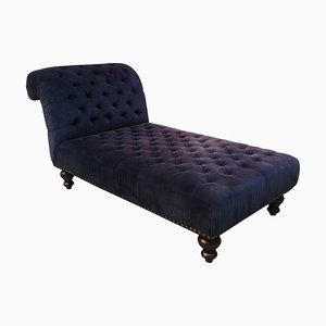 Chaise Antique en Velours Bleu et Bois, Italie, 1980s