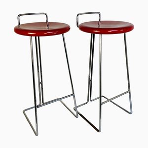 Italienische Mid-Century Modern Hocker aus Rotem Metall von Dada, 1980er