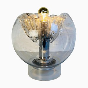 Mid-Century Modern Italian Hemispherical Glass Table Lamp with Bubbles Glass, 1970s