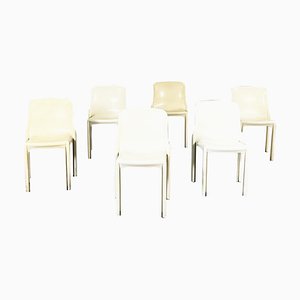 Weiße italienische Mid-Century Selene Stühle von Magistretti für Artemide, 1960er, 6er Set