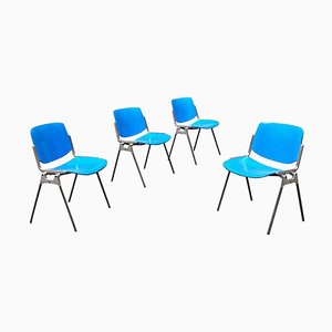 Mid-Century Italian Blue Chairs by Giancarlo Piretti for Castelli / Anonima Castelli, 1965, Set of 4