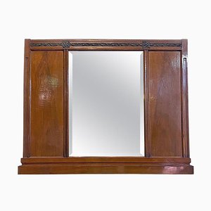 Miroir de Coiffeuse Mid-Century en Bois et Laiton, Italie, 1950s