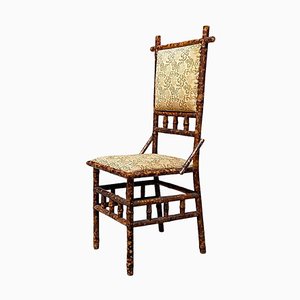 Antique Italian Colonial Bamboo and Original Fabric Chair, 1910s