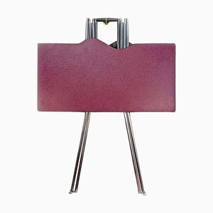 Post Modern Italian Red Wine and Chromed Steel Folding Table by Zero Disegno, 1980s