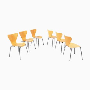 Mid-Century Italian Serie 7 Orange Chairs by Jacobsen for Fritz Hansen, 1999, Set of 6