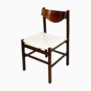 Mid-Century Modern Italian Wooden Chair with Leather Square Seat, 1960s