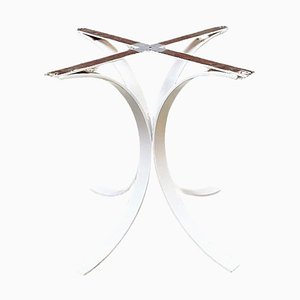 Space Age Italian White Curved Steel Base for Round Top Table, 1970s
