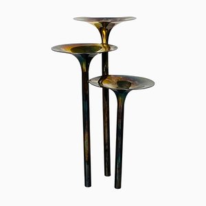 Mid-Century Modern French Silver Candle Holder with Three Stems, 1970s