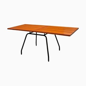 Mid-Century Modern Italian Metal and Wood Extendable Table, 1960s