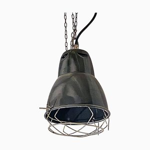 Lámpara de araña italiana industrial Mid-Century de metal gris oscuro, años 60