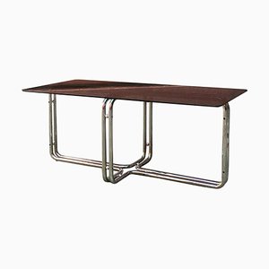 Mid-Century Modern Italian Chrome Dining Table with Smoked Top, 1970s