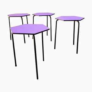 Mid-Century Modern Italian Lilac Hexagonal Bar Tables with Metal Legs, 1960s, Set of 4
