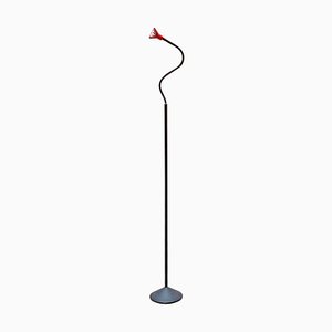 Mid-Century Modern Italian Black and Red Metal Floor Lamp by Tronconi, 1980s