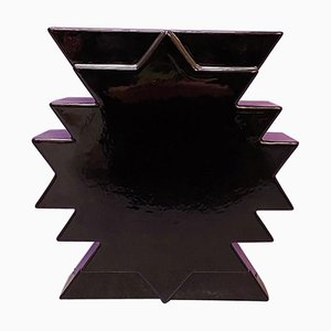 Mid-Century Modern Italian Black Ceramic Y28 Vase by Ettore Sottsass, 1980s