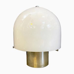 Mid-Century Modern Italian Table Lamp with Glossy Opal Glass by Mazzega, 1970s
