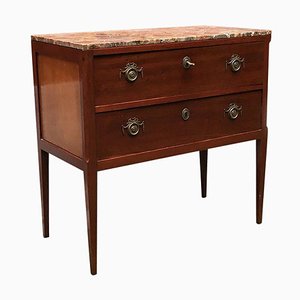 Early 20th Century Italian Wooden Chest of Drawers with Marble Top, 1900s