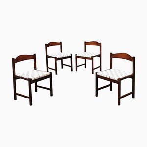 Mid-Century Modern Italian Solid Beech Chairs and Leather by Poltronova, 1960s, Set of 4