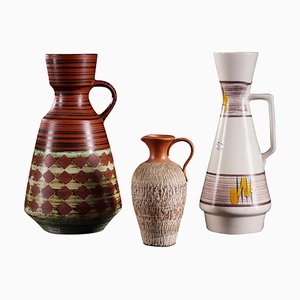 Vasi in ceramica di Bay, Germania Ovest, set di 3