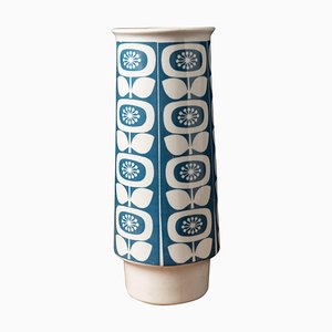 Ceramic Vase with Blue Flower Pattern