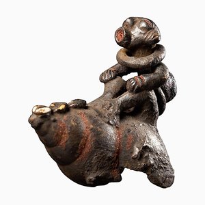 Ceremonial Monkey Figure on a Snail Shell, 20th-Century
