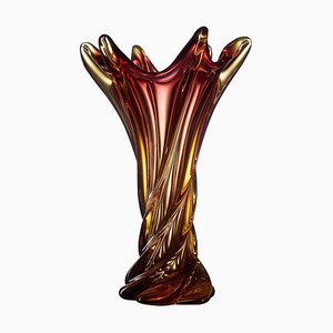 Vase en Verre de Murano Ambré