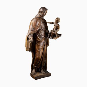 Late 17th Century Italian Wooden Sculpture of Saint Anthony and the Child