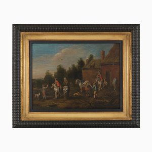 After Philips Wouwerman, Stop of the Travellers, 17th Century, Oil on Panel, Framed