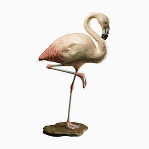 Handgefertigter Papier Maché Flamingo in Originalfarbe