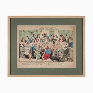 Charles Vernier, Grand Banquet Renouvelé des Noces, siglo XIX, Tinta sobre papel, enmarcado