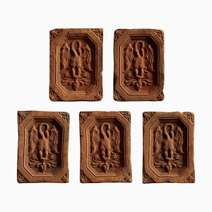 Tiles with Mysterious Winged Creature Relief, Set of 5
