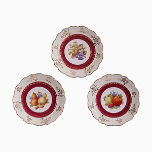 Colorful Hand Painted Porcelain Plates, Set of 3