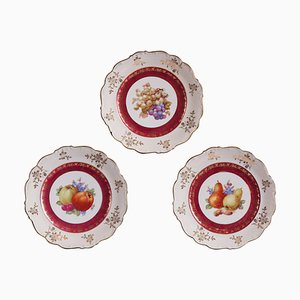 Juego de 3 platos de porcelana pintados a mano